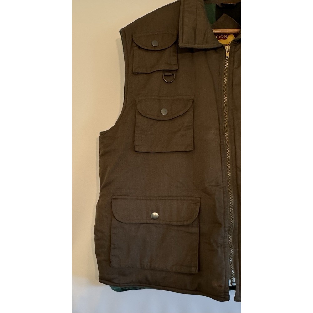 VTG Branded Lion Outdoor Gilet Mens Large Padded Vest Brown Utility Chore - Picture 2 of 9